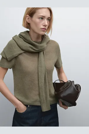 Massimo Dutti Maglietta In Maglia Traforata 100% Lana