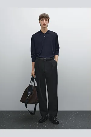 Massimo Dutti Maglia Lavorata Con Collo A Polo 100% Lana Merino