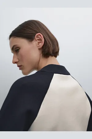Massimo Dutti Cardigan Bomber A Contrasto Misto Cotone