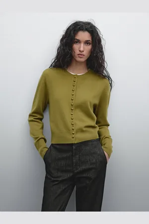 Massimo Dutti Cardigan Corto In Maglia Con Bottoni Foderati