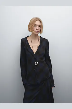 Massimo Dutti Camicia A Quadri Con Dettaglio Raw Edge
