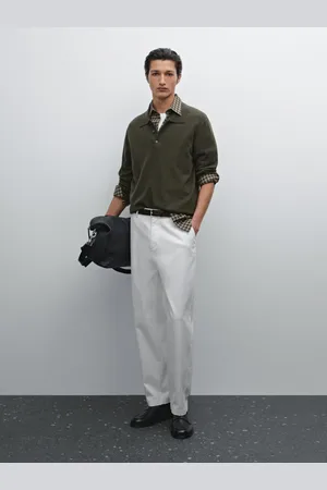 Massimo Dutti Pantaloni Relax Fit Cropped In Misto Cotone