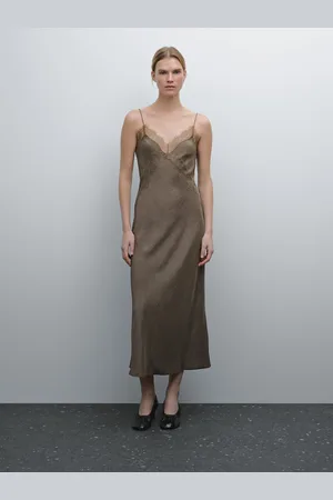 Massimo Dutti Vestito Midi Lingerie Satinato