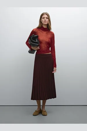 Massimo Dutti Gonna Midi Plissettata Con Vita Elasticizzata