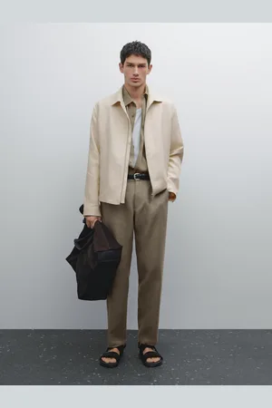 Massimo Dutti Pantaloni Tapered Fit 100% Lino