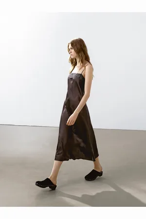 Massimo Dutti Vestito Midi Morbido Con Dettaglio Di Pizzo