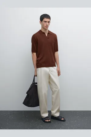 Massimo Dutti Polo In Maglia Misto Cotone E Lino Con Scollo A V