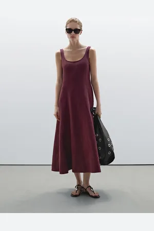 Massimo Dutti Vestito Lungo Morbido 100% Lino