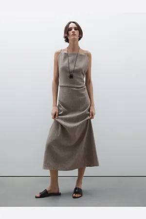 Massimo Dutti Vestito Lungo Morbido In Misto Lino