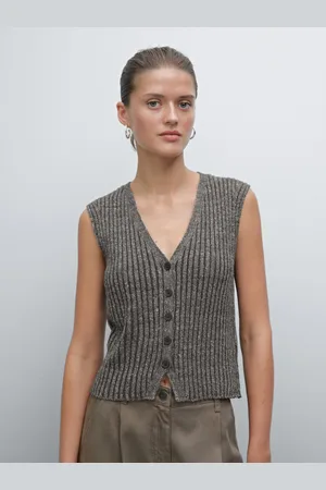 Massimo Dutti Gilet In Maglia Con Filo Jaspé Misto Lino