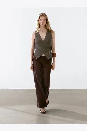 Massimo Dutti Gonna Lunga Balza 100% Lino