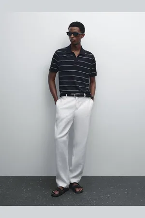 Massimo Dutti Polo In Maglia A Righe 100% Lino
