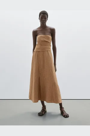 Massimo Dutti Vestito Senza Spalline In Lino
