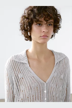 Massimo Dutti Cardigan In Maglia Traforata Con Collo A Polo
