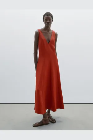 Massimo Dutti Vestito Lungo Morbido Balza