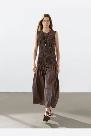 Massimo Dutti Vestito Lungo Balza Dettaglio Arricciato