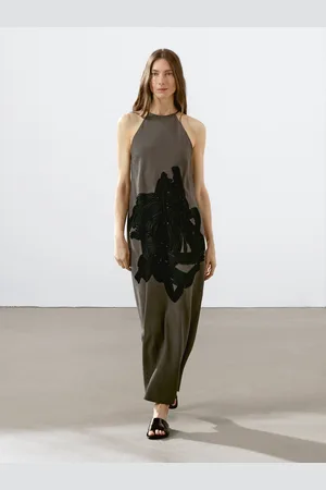 Massimo Dutti Vestito Lungo Con Nastri A Contrasto