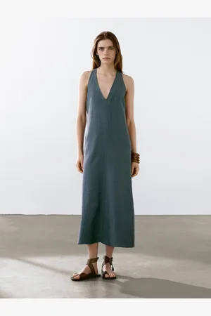 Massimo Dutti Vestito Con Dettaglio Posteriore In Misto Lino