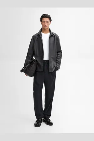 Massimo Dutti Camicia Con Cucitura In Pelle Nappa