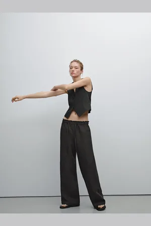 Massimo Dutti Pantaloni Da Completo Con Dettaglio Sfrangiato In Lino