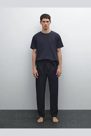 Massimo Dutti Pigiama Lungo Con Pantaloni A Quadri E Maglietta A Tinta Unita