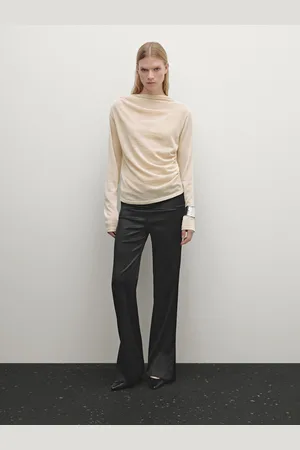 Massimo Dutti Maglietta In Maglia Con Dettaglio Arricciato Misto Lana