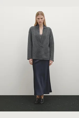 Massimo Dutti Pullover In Maglia Perlata Con Collo Ampio