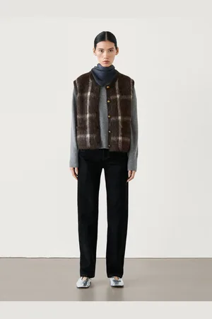 Massimo Dutti Gilet In Maglia A Quadri Misto Lana