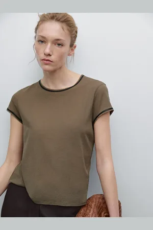 Massimo Dutti Maglietta Con Bordini A Contrasto In Pelle