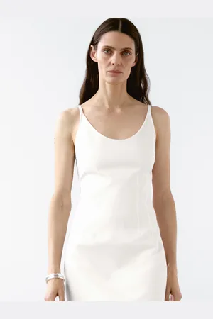 Massimo Dutti Vestito Midi Con Spalline In Misto Cotone