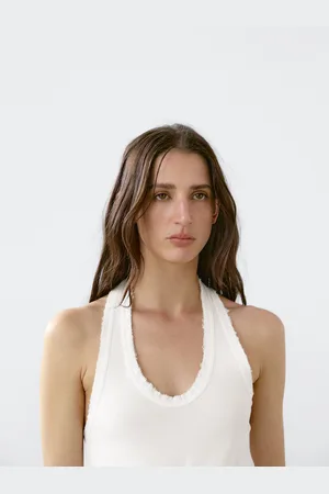 Massimo Dutti Top Slim Halter Sfrangiato