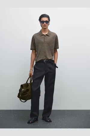Massimo Dutti Polo In Maglia A Righe 100% Lino