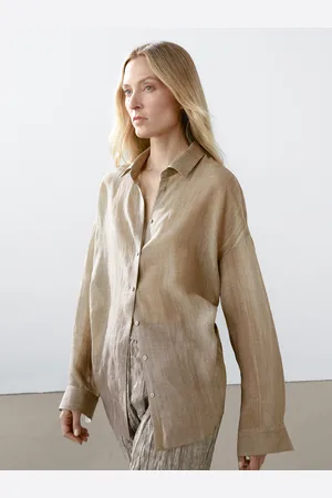 Massimo Dutti Camicia Morbida Effetto Maltinto In Misto Ramiè