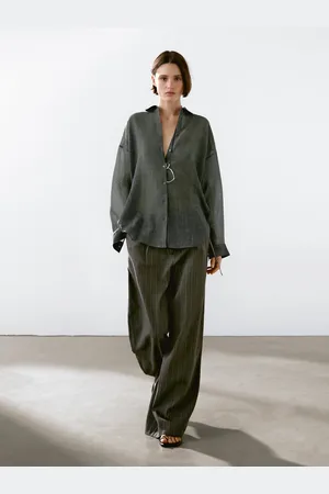 Massimo Dutti Camicia Morbida Effetto Maltinto In Misto Ramiè