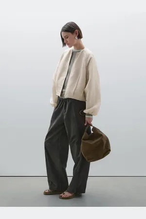 Massimo Dutti Bomber Sfrangiato In Lino E Seta