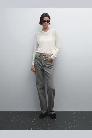 Massimo Dutti Jeans Straight A Vita Alta In Misto Cotone