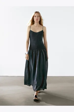 Massimo Dutti Vestito Lungo A Balze Con Orlatura