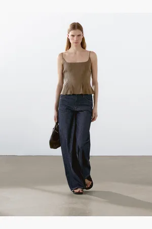 Massimo Dutti Top Morbido Con Spalline In Misto Lino