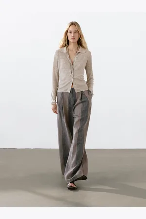 Massimo Dutti Cardigan In Maglia Misto Lino Mélange