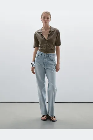 Massimo Dutti Jeans Straight A Vita Alta In Misto Cotone