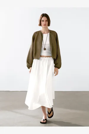 Massimo Dutti Bomber Sfrangiato In Lino E Seta