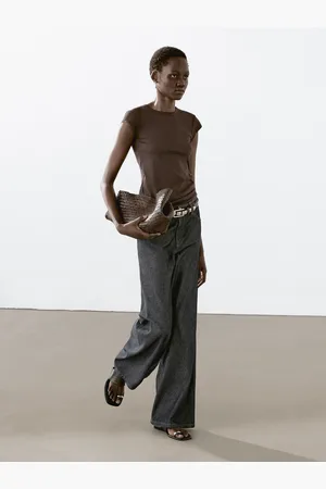 Massimo Dutti Jeans Wide Leg A Vita Media Loose Fit