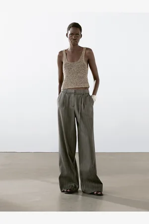 Massimo Dutti Pantaloni A Righe In Tessuto Misto Cotone