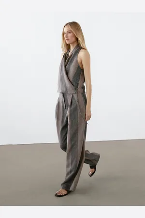 Massimo Dutti Pantaloni A Palazzo A Righe Combinati