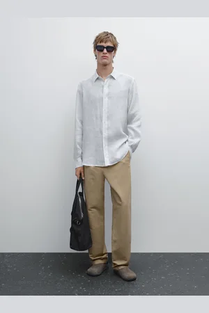 Massimo Dutti Camicia A Righe Regular Fit In Lino