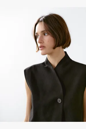 Massimo Dutti Gilet Con Collo Alto In Misto Lino