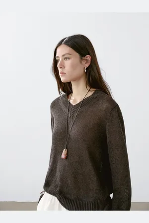 Massimo Dutti Maglia Con Scollo A V In Misto Cotone
