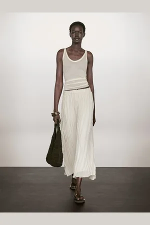 Massimo Dutti Gonna Midi A Balze Plissettata