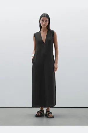 Massimo Dutti Vestito Midi Con Scollo A V