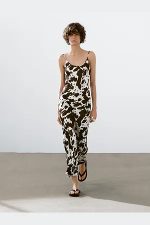 Massimo Dutti Vestito Midi Lingerie Con Stampa Animalier